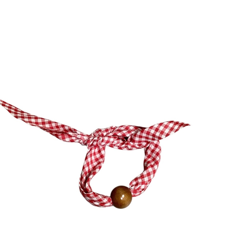(#92) Red Checkered Scarf Bracelet